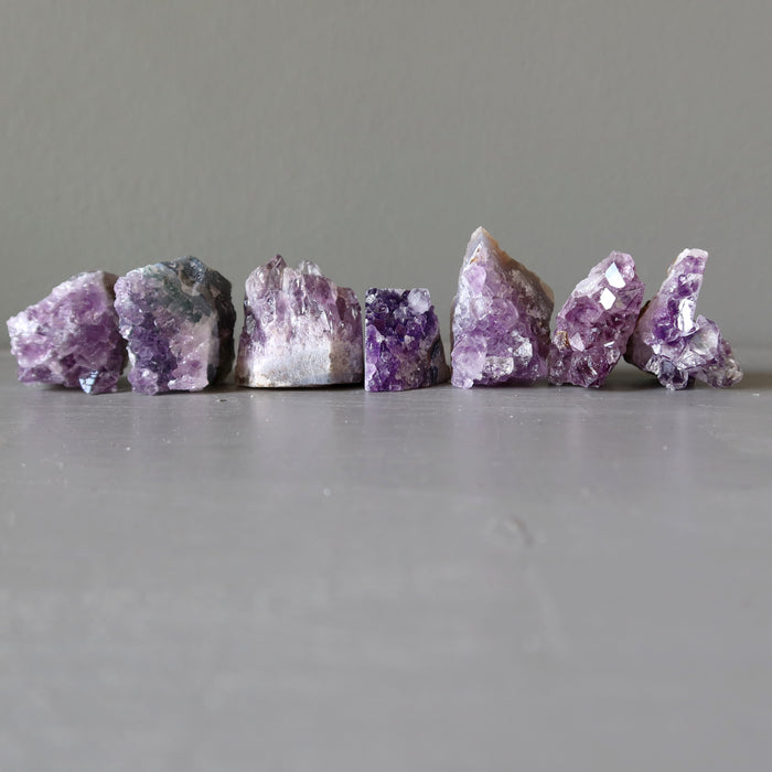 Amethyst Cluster Bundle of 7 Purple Geode Crystals