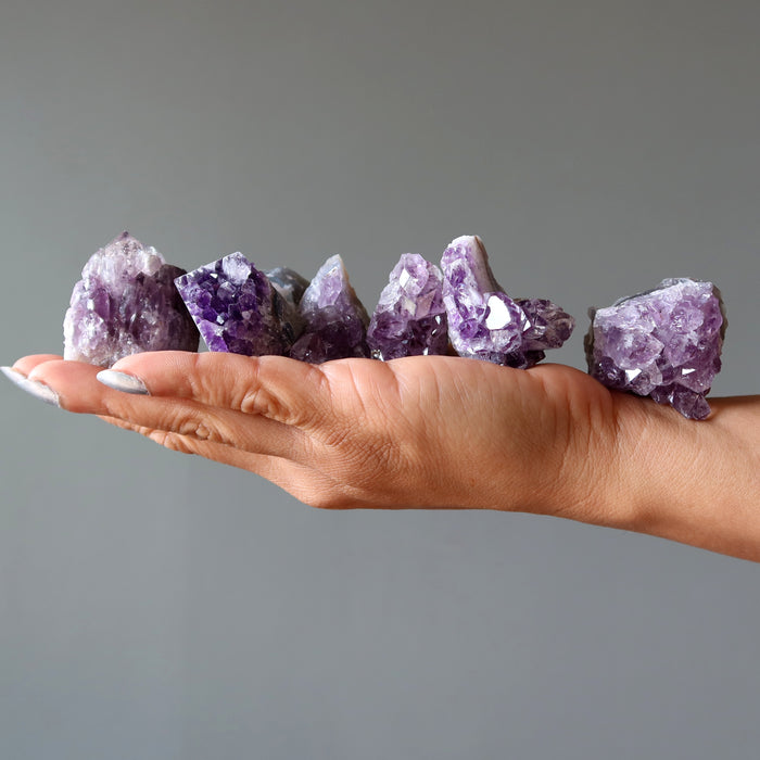 Amethyst Cluster Bundle of 7 Purple Geode Crystals