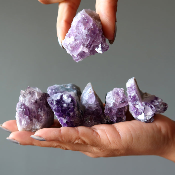 Amethyst Cluster Bundle of 7 Purple Geode Crystals