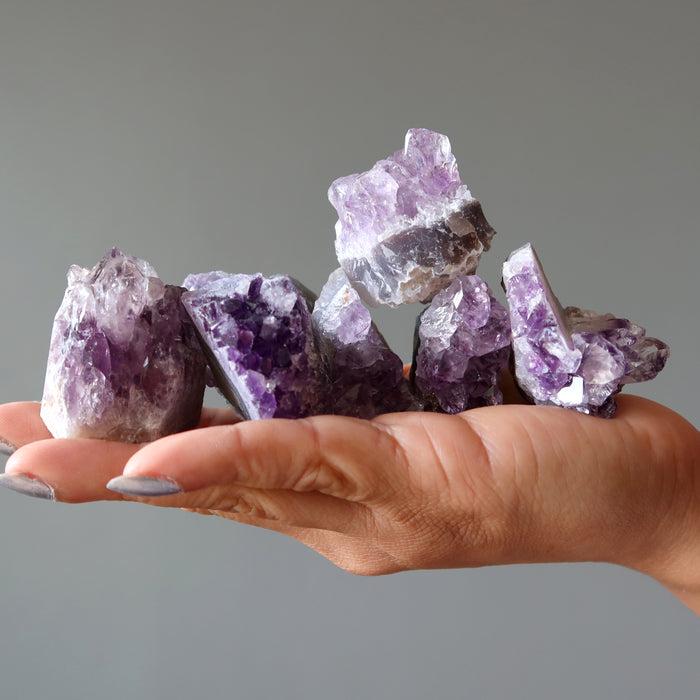 Amethyst Cluster Bundle of 7 Purple Geode Crystals