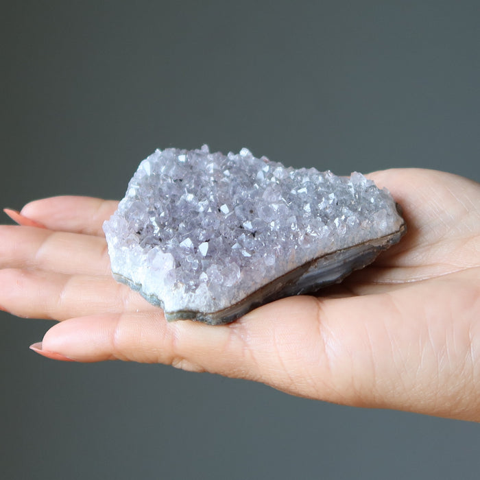 Amethyst Geode Points of Wisdom Blue Chalcedony Cluster 2.9 Inch