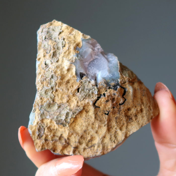 Amethyst Geode Points of Wisdom Blue Chalcedony Cluster 2.9 Inch
