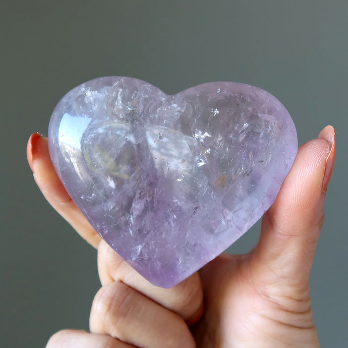 Amethyst Heart Light Purple Crown Chakra Clarity Stone