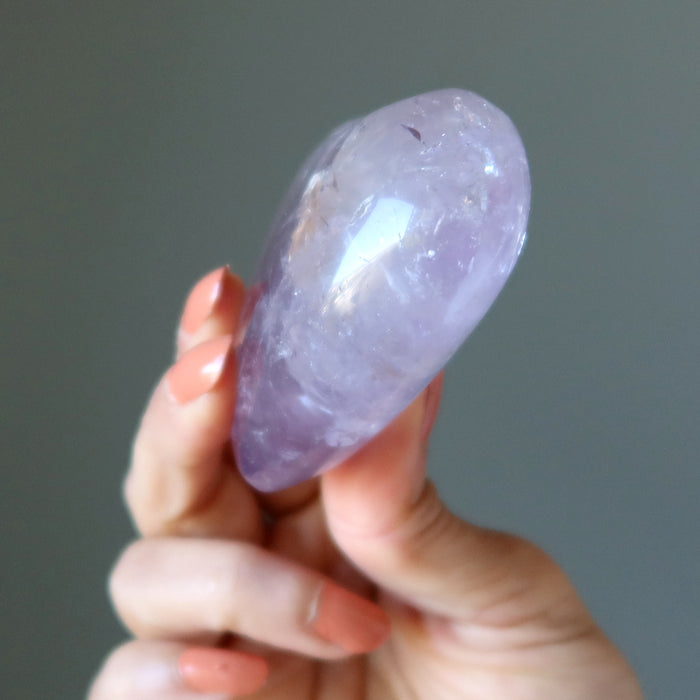 Amethyst Heart Light Purple Crown Chakra Clarity Stone