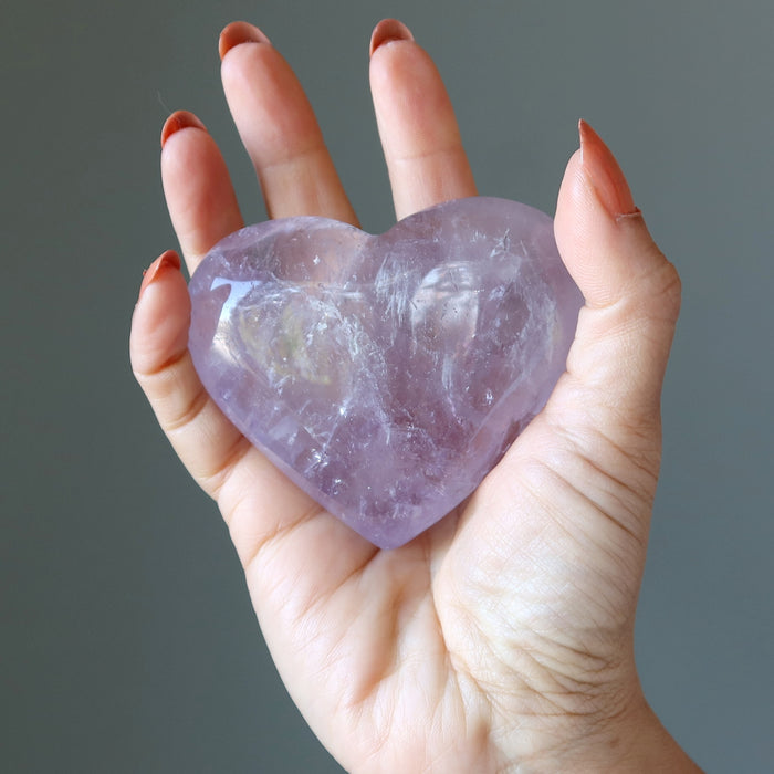 Amethyst Heart Light Purple Crown Chakra Clarity Stone