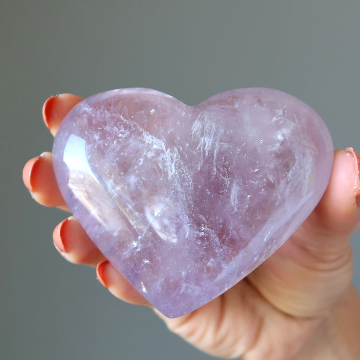 Amethyst Heart Light Purple Crown Chakra Clarity Stone