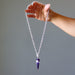 chevron amethyst pendulum necklace