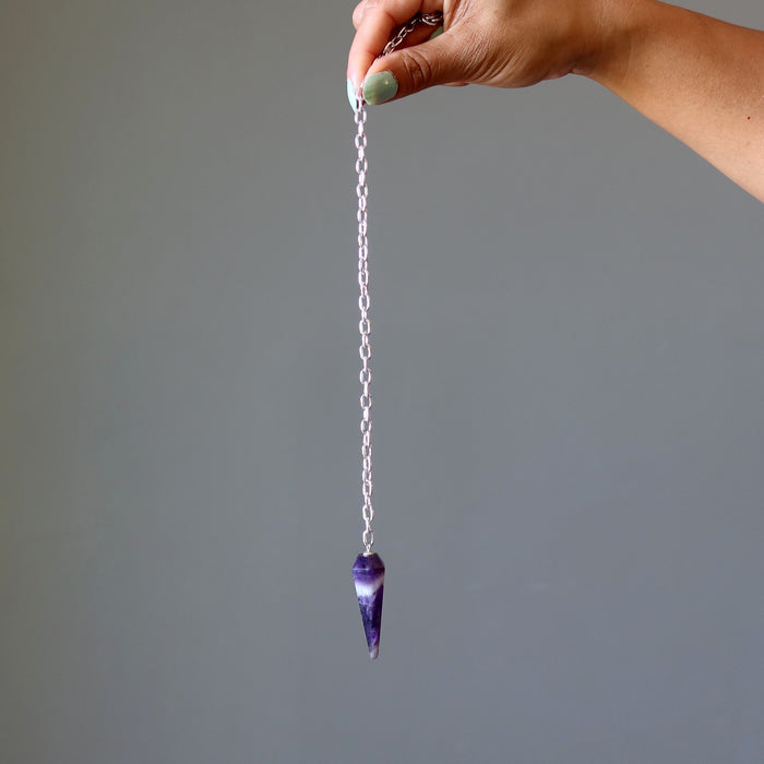 chevron amethyst pendulum necklace