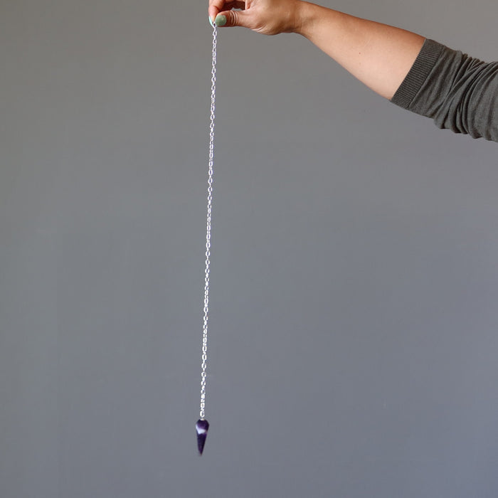 chevron amethyst pendulum necklace