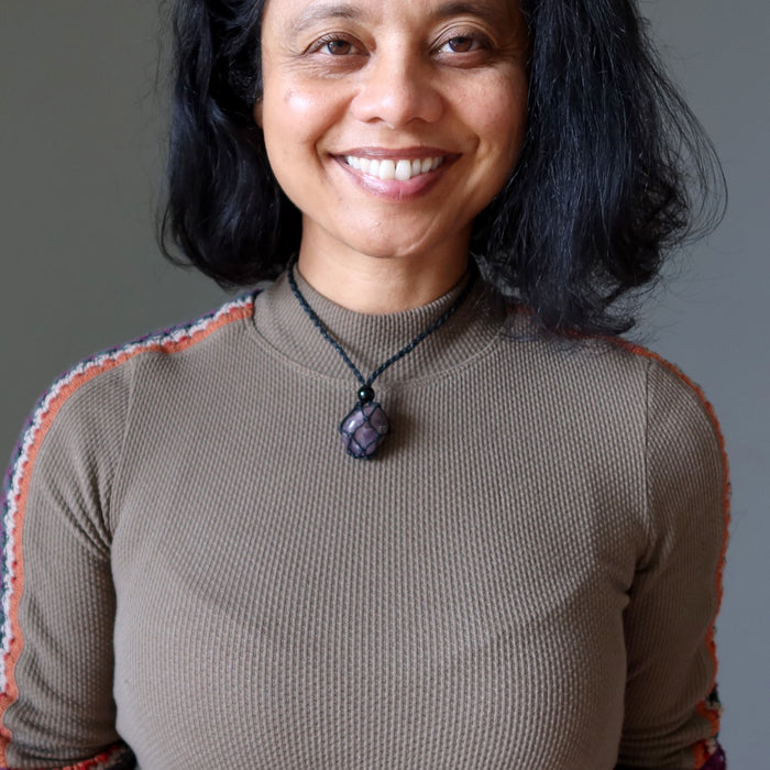 amethyst macrame necklace