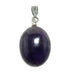 Purple Amethyst pendant with silver chain on a white background