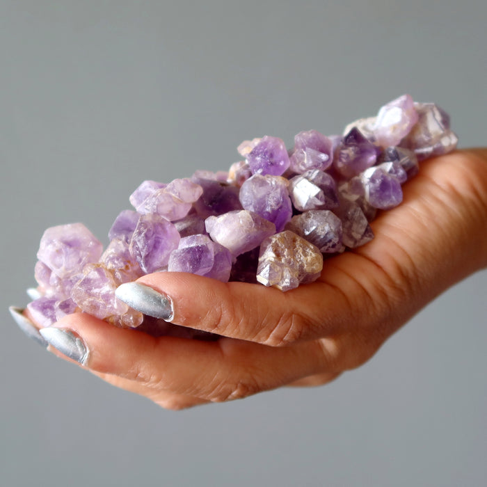 Amethyst Raw Bundle of 70 Purple Double Terminated Crystals