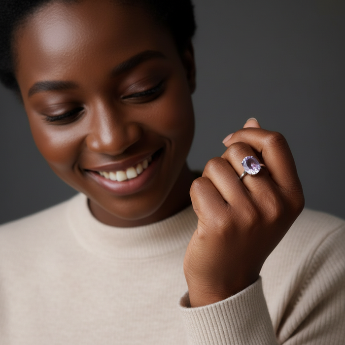 Amethyst Ring Spiritual Sparkle Sterling Silver Filled