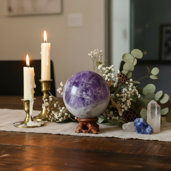 Amethyst Sphere Crackle of Dawn Crystal Ball