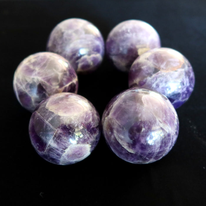 Amethyst Sphere Bundle Lot of 6 Deep Purple Crystal Balls