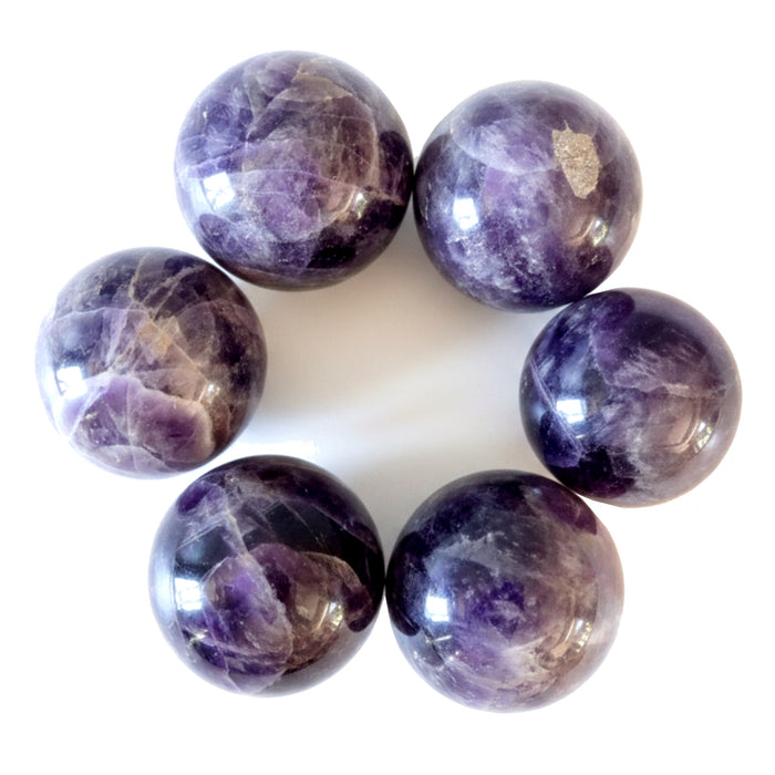 Amethyst Sphere Bundle Lot of 6 Deep Purple Crystal Balls