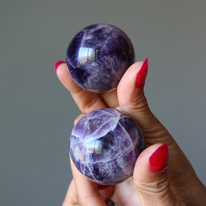 Amethyst Sphere Bundle Lot of 6 Deep Purple Crystal Balls