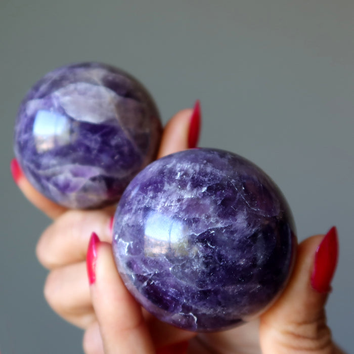 Amethyst Sphere Bundle Lot of 6 Deep Purple Crystal Balls