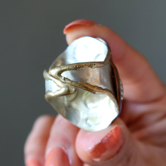 Ammonite Ring Fossilized Gem Ancient Power Adjustable