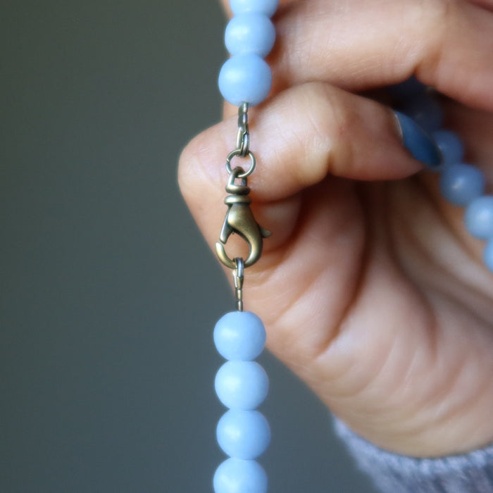  Angelite beaded necklace with lobster clasp