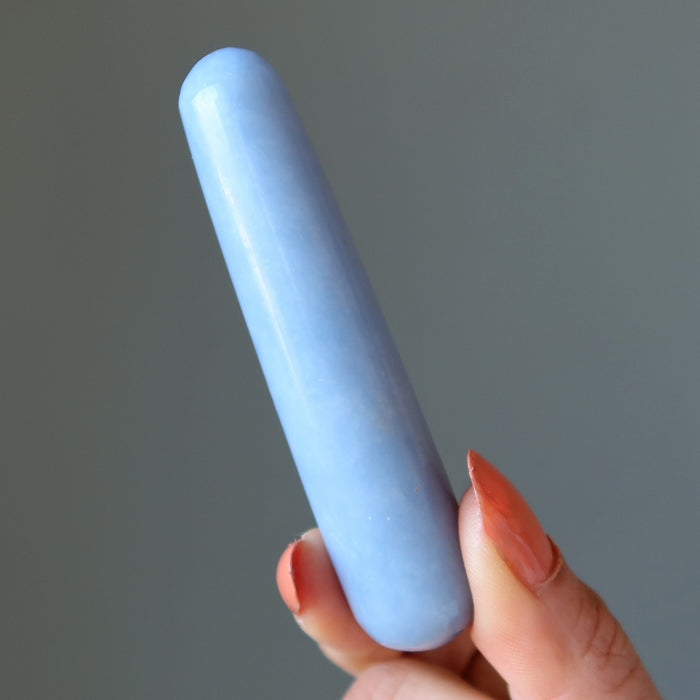 Angelite Massage Wand Angel's Touch Blue Healing Stone