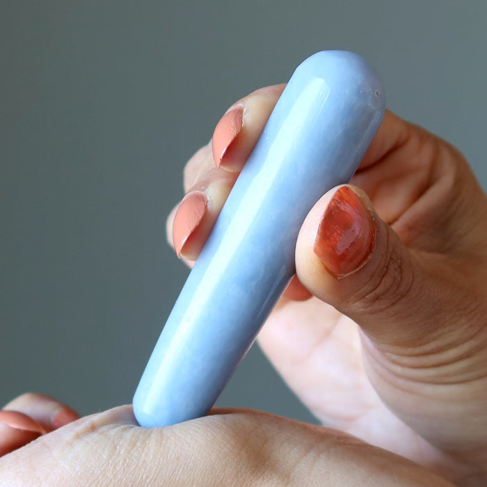 Angelite Massage Wand Angel's Touch Blue Healing Stone