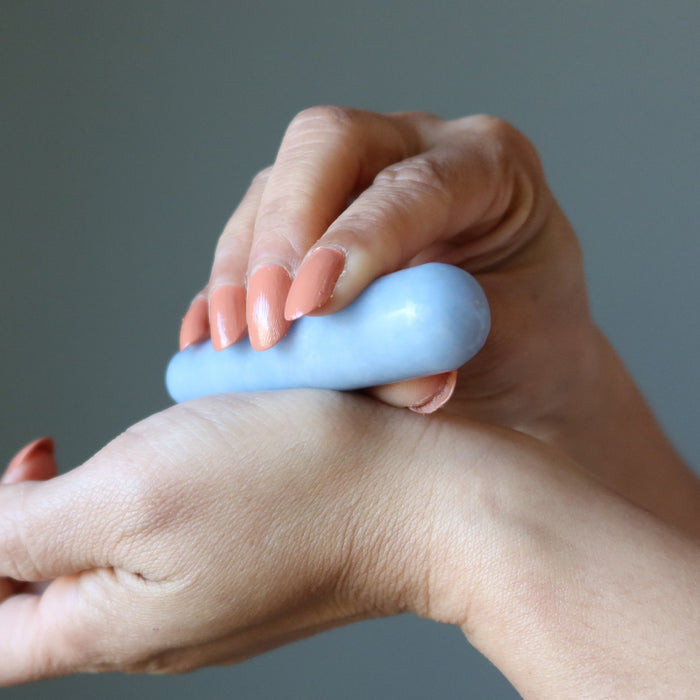 Angelite Massage Wand Angel's Touch Blue Healing Stone