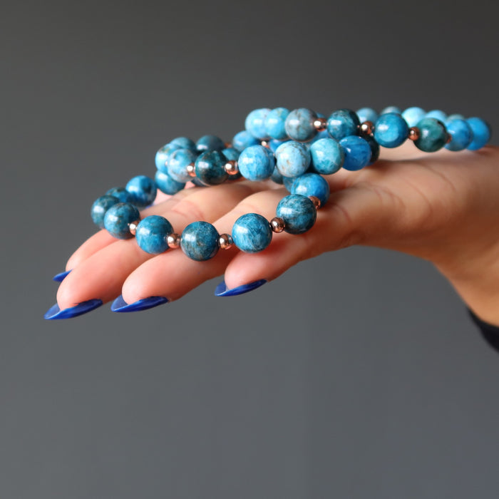 Apatite Bracelet Blue Royale Stones Beaded Copper