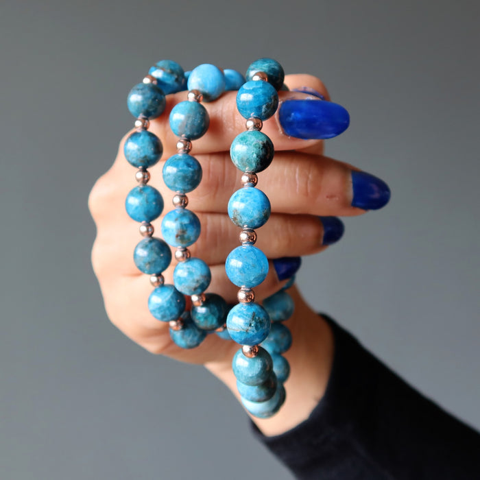 Apatite Bracelet Blue Royale Stones Beaded Copper