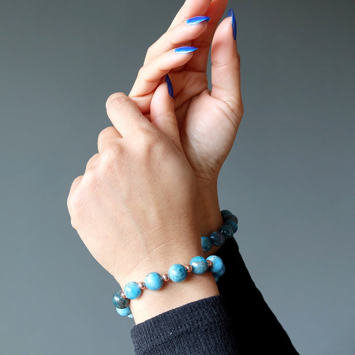 Apatite Bracelet Blue Royale Stones Beaded Copper