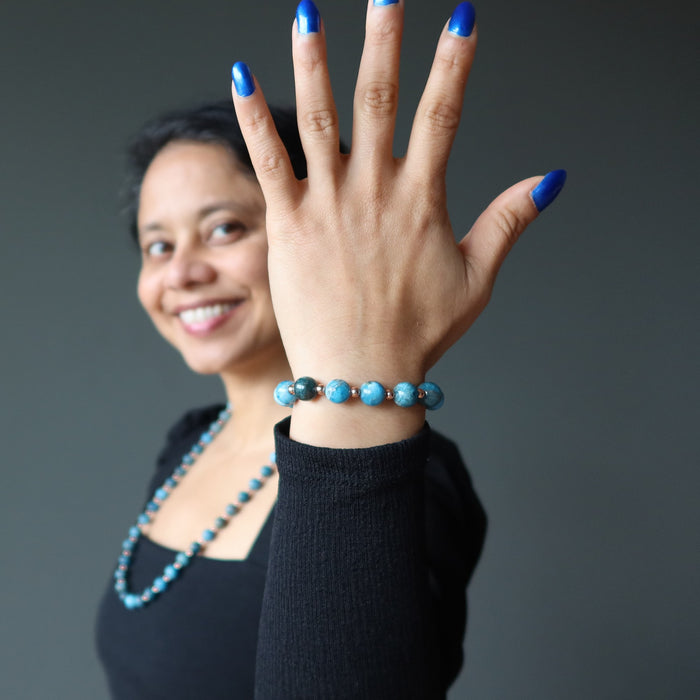 Apatite Bracelet Blue Royale Stones Beaded Copper