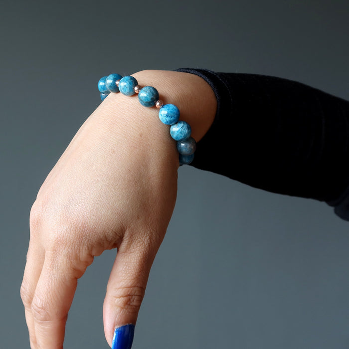 Apatite Bracelet Blue Royale Stones Beaded Copper