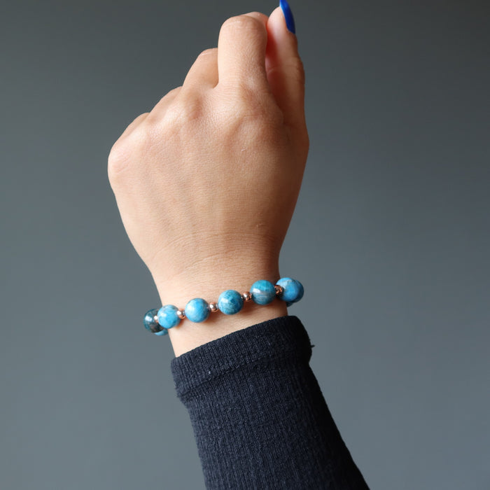 Apatite Bracelet Blue Royale Stones Beaded Copper