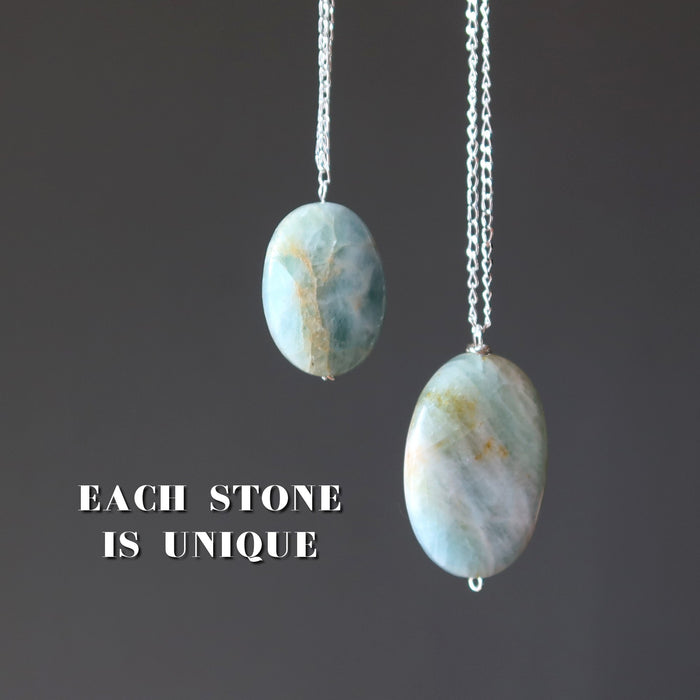 aquamarine oval on sterling silver necklaces