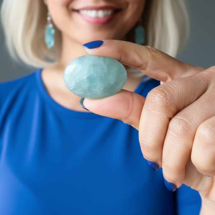 Aquamarine Tumbled Stone Premier Blue Bliss Crystal