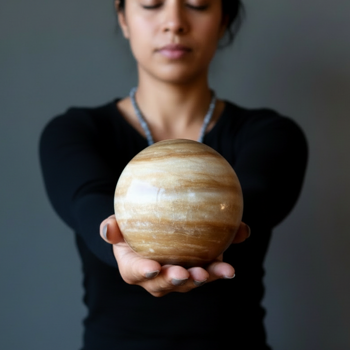 Aragonite Sphere Mocha Motivation Crystal Ball