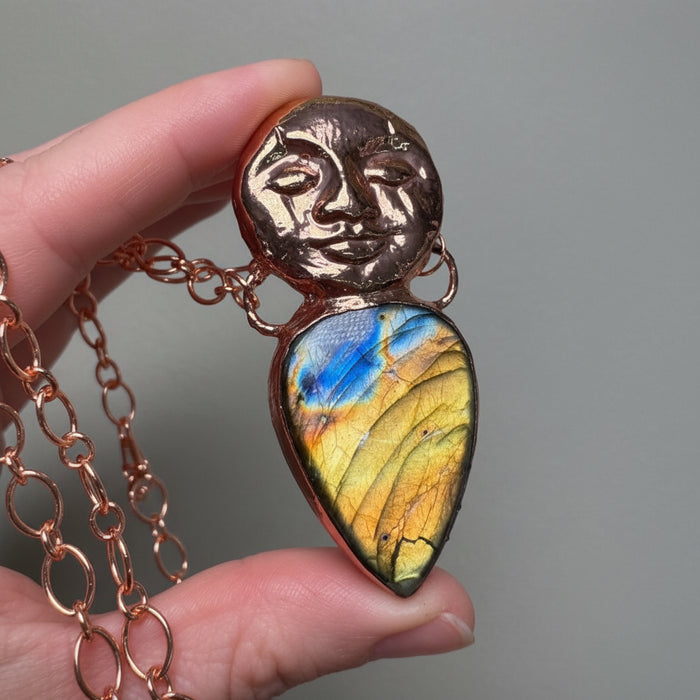 Labradorite Necklace Copper Goddess Intuition Gem