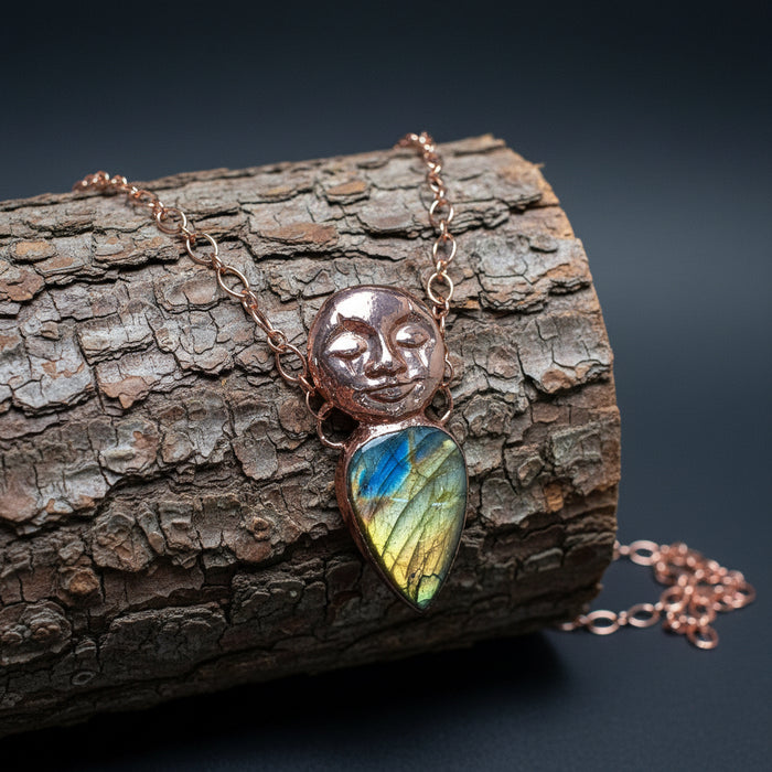 Labradorite Necklace Copper Goddess Intuition Gem