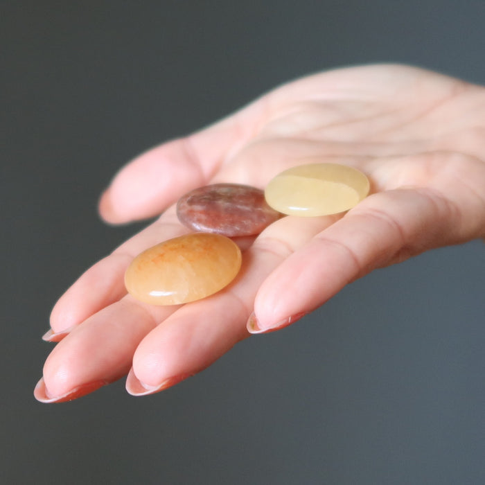 Orange Aventurine Grid Crystal Bundle Coin Set of 18