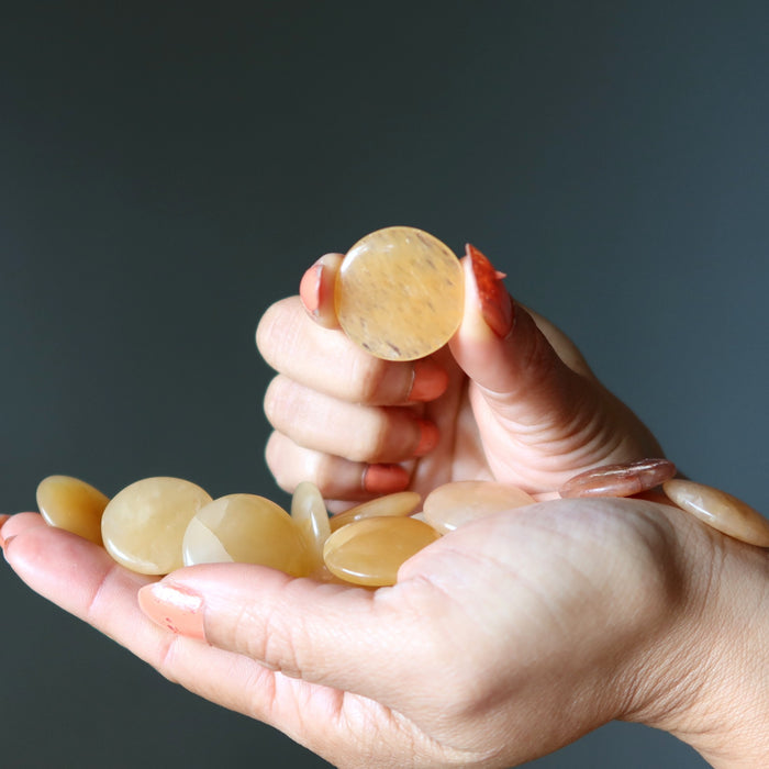 Orange Aventurine Grid Crystal Bundle Coin Set of 18