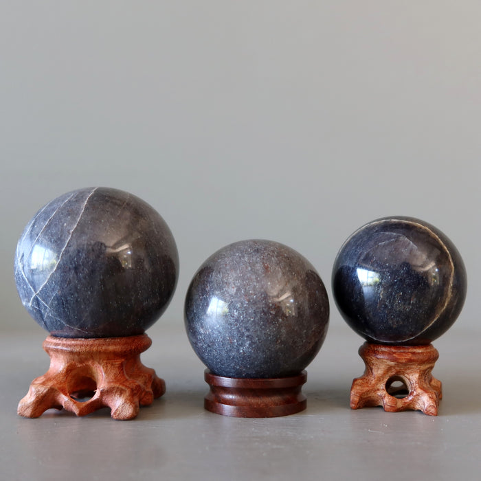 blue aventurine crystal balls on stands