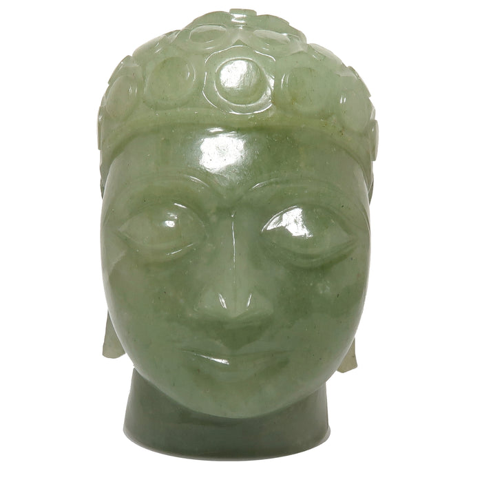Green Aventurine Buddha Head Zen Meditation Crystal Carving