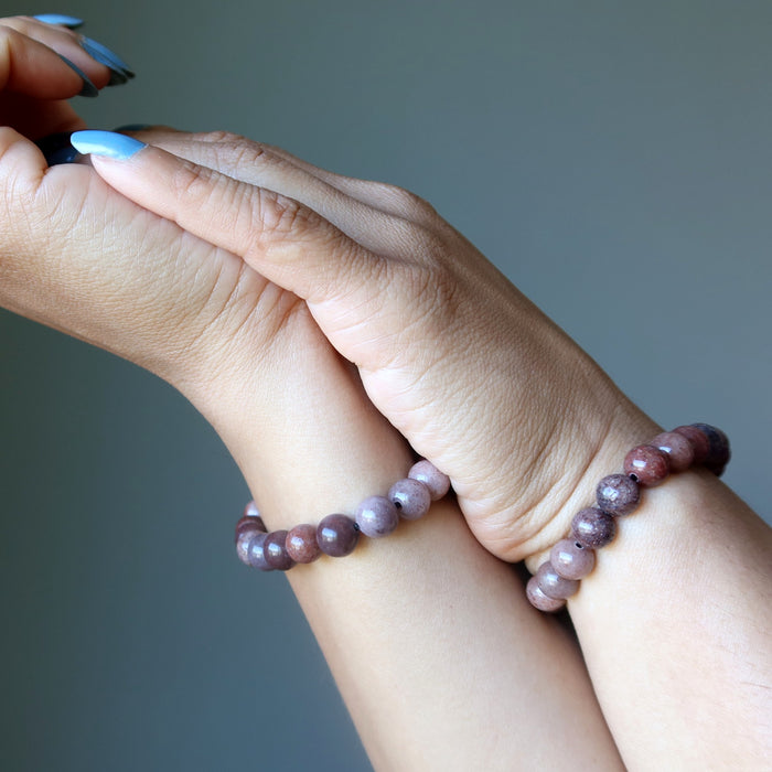 Purple Aventurine bracelets on wrists