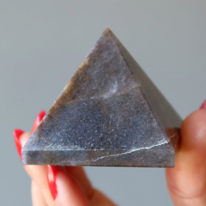 gray stormy aventurine pyramid