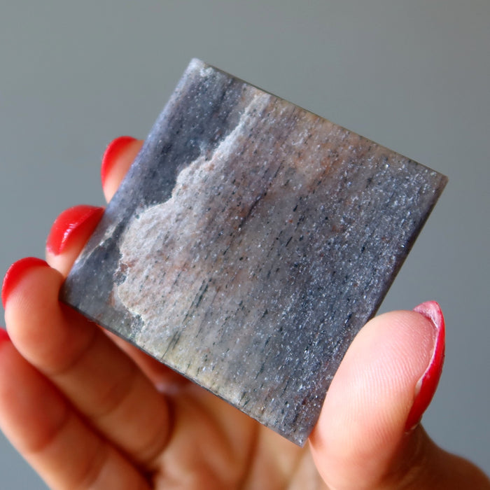 bottom of gray stormy aventurine pyramid