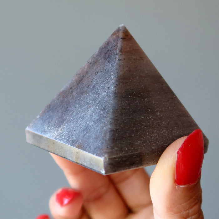 gray stormy aventurine pyramid