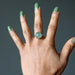 round green aventurine sterling silver ring