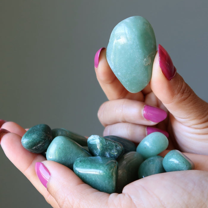 green aventurine tumbled stones