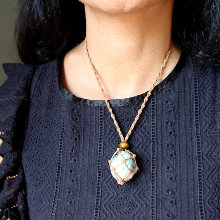 azurite tumbled stone necklace