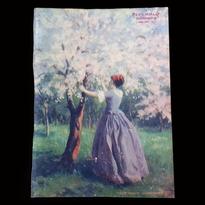 Vintage Ephemera 1930 Apple Blossoms Vilmos Nagy Art Cover & Giant Airships Zeppelin